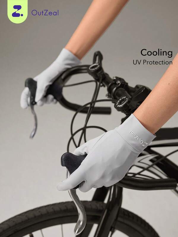 OutZeal 1 Pair Full-Finger Cycling Motorcycle Riding Gloves Anti-Slip Touch Screen Cooling Grey Gloves For Summer