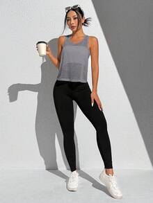 SHEIN Sports 女士交叉露背设计健身背心，适合日常锻炼 - 淺灰色 - 查看 6
