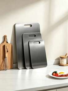 Silver Stainless Steel Chopping Board, Suitable For Both Sides, Ideal For Cutting Poultry, Fish, And Fruits And Vegetables. Resists Odors, Stains And Rust. Can Replace Traditional Chopping Boards. Essential For The Kitchen. Easy To Clean With Water. - Multicolor - View 6