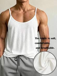 Manfinity Dauomo Men's Loose U-Neck Camisole - White - View 3