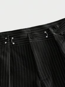 AXEPEAK Men's Fashion Commuter Striped Pants - Black and White - View 4