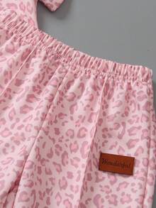 Elladie kids 女童休閒寬鬆落肩豹紋中袖衛衣與運動褲兩件套返校套裝，適合休閒、日常穿著及秋冬學校日常穿著，適用於聖誕節、女童冬季服飾、聖誕套裝、派對穿著、日常穿著、學校日常套裝、生日套裝、公主套裝、母女與姐妹搭配，灰色適合小男孩，青少年休閒套裝，青少年兒童休閒穿著 - 粉色 - 查看 8