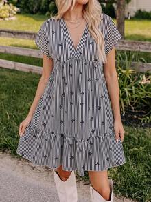 Coeurva Vestido de playa romántico rosa casual de verano para mujer - Blanco y Negro - Ver 1