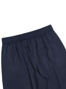 Manfinity Homme Solid Color Versatile Drawstring Pocket Casual Pants - Navy Blue - View 4