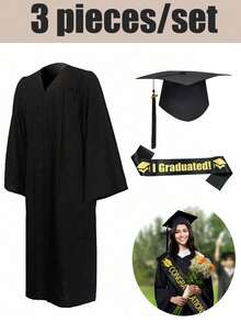 2pcs/1pc Tassel Graduation Cap Gown Set, Suitable For Students Graduation Season, Graduation Party, For Men And Women - multicolor - View 13