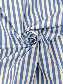 Momelise Plus Size Striped Pocket Zipper Hem Drawstring Jacket Fall - Blue - View 7