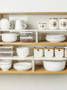 Prateleira de Cozinha Ajustável e Expansível, Divisor de Armário de Plástico, Rack de Armazenamento Multicamadas para Temperos, Utensílios de Cozinha & Louças, Instalação Sem Ferramentas, Economizador de Espaço para Armário de Cozinha & Bancada - Multicolorido - Visão 9
