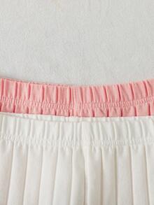SHEIN 女童小女孩春夏細肩帶背心上衣與短褲套裝 2 件組 純色/多色內著套裝 全季節適用 - 彩色 - 查看 3