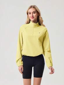 OutZeal Sports Tee Workout Gym UV Protection Cool Touch Front Half Zip With Pockets Long Sleeve T-Shirt - Yellow - View 8