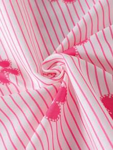 SHEIN Elladie kids 2件組女童條紋長袖上衣與寬鬆淺藍色牛仔褲，甜美休閒套裝，適合春秋日常穿著 - 粉色 - 查看 11