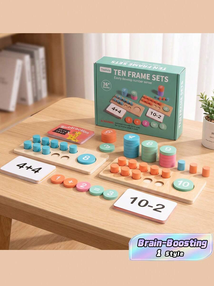 Montessori Math Manipulatives Wooden Learning Number And Counting Games Ten Frame Set For Elementary Classroom & Kindergarten