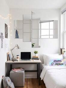 4/6/8PCS Of Square Mirror Wall Stickers, 2mm Thick Acrylic Material 3D Mirror Wall Tiles, Suitable For Living Room, Bedroom, Kitchen, Bathroom. - Multicolor - View 2