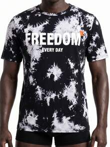 Rest Era Men's Regular Fit Home Wear Top With Faux Snowflake Effect And English Print - Multicolor - View 3
