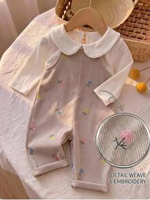 LMoss Kids 女嬰編織刺繡吊帶休閒連身褲 - 彩色 - 查看 5