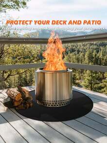 1pc 36 Inches (About 91.4cm) Fire Pit Mat Is Suitable For Single-Furnace Bonfire, Double-Sided Flame Resistant Barbecue Mat Deck Terrace Protection Mat, Round Barbecue Mat Is Suitable For Single-Furnace Accessories, Easy To Clean, Reusable - multicolor - View 6