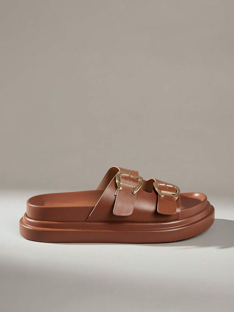 Solecia Women's Spring/Summer Fashion Brown Comfortable Flat -Style Beach Sandals - Brown - View 1
