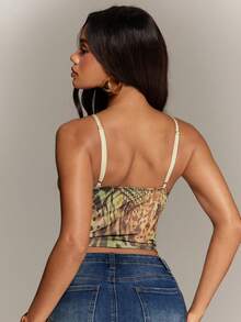 Denimoi Sexy Animal Print Sequin Decor Cami Top, Summer Going Out, Party Top - Multicolor - View 5