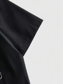 ROMWE MEN Goth 男士天使圖案設計休閒日常短袖T恤 - 黑色 - 查看 5