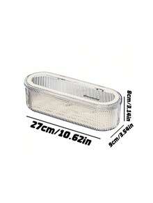 1 buah Kotak Penyimpanan Peralatan Makan Plastik 27x9x8cm, Tempat Penyimpanan Peralatan Makan Anti Debu dengan Alas Pengering, Pengatur Peralatan Makan Anti Lembap untuk Pisau, Garpu, Sendok, Sumpit, Wadah Peralatan Makan untuk Dapur Rumah, Tersedia Warna Pink, Hijau, dan Putih - MultiWarna - View 3
