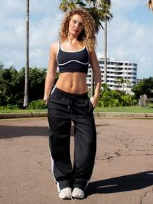 Anna Vacay Breathable Round Neck Sleeveless Patterned Mesh Sports Tank Topworkout Tank Top - Black - View 4