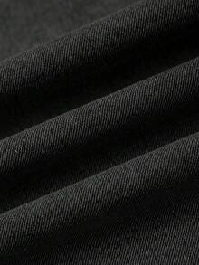 SHEIN MOD 女款鈕扣百褶休閒百搭牛仔裙，日常度假穿搭 - 黑色 - 查看 3