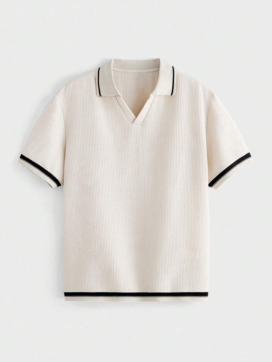 EASEVO Men's Plus Size Casual Daily Knit Polo Shirt Suitable For Summer - Apricot - View 1