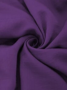 Wandoria Women's Spring/Summer Solid Color Vacation Casual Modest Commute Shirt Collar Front Button Placket Patch Pocket Side Slit Hem Dress Deep Purple - Purple - View 8