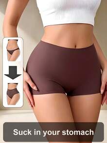 SHEIN 1pc Women's Waist Cincher Shaping Pants - Chocolate Brown - View 3