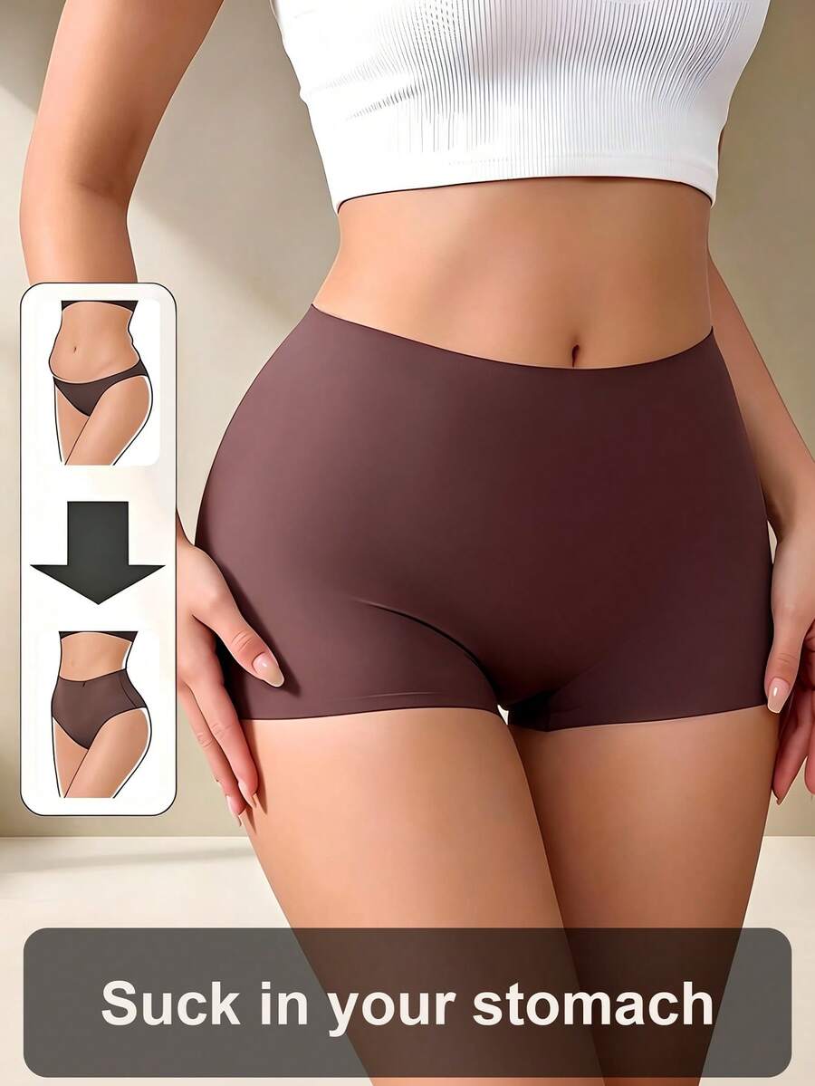 SHEIN 1件女款收腰塑形褲 - 巧克力棕 - 查看 1