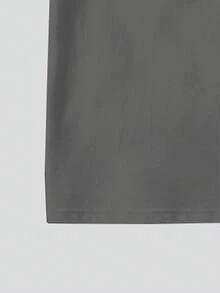 SHEIN 2件/套街頭酷感休閒時尚黑白條紋馬標誌印花灰色圓領短袖T恤上衣 & 搭配印花灰色工裝褲，適合夏季出遊 - 彩色 - 查看 7