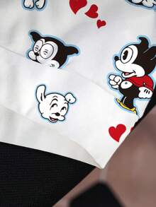 Betty Boop x SHEIN Plus Size Women's Crew Neck Sweatshirt All-Over Print Fall - White - View 8