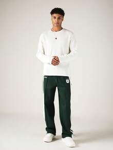 SUMWON Straight Leg Sweatpants With Side Stripe Detail And Drawstring Waist Casual Relaxed Fit Trousers - Green - View 3