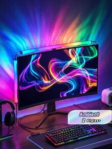 1PC RGB Gaming Monitor LED Backlight Strip, USB Powered Ambient Lighting, Suitable For 24/32 Inch Computer And TV Screens, Suitable For Movies, Games, Music, And Office Use - USB - View 2