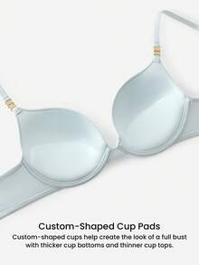 LUVLETTE Plunge Push-Up Blue T-Shirt Basic Breezy Comfort Basic Bra - Medium Wash - View 6