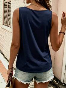 EMERY ROSE Women's Loose V-Neck Striped Camisole, Backless Tie-Up Design, Suitable For Spring/Summer Street & Vacation Wear - Multicolor - View 2