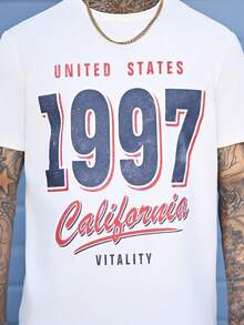 Devon Thys Men White Knit Vintage Crewneck Letter Graphic Short Sleeve T-Shirt, For Going Out - White - View 6