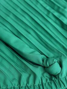 Maweii Damen Große Größen grünes ärmelloses plissiertes Maxikleid - Grün - Übersicht 7