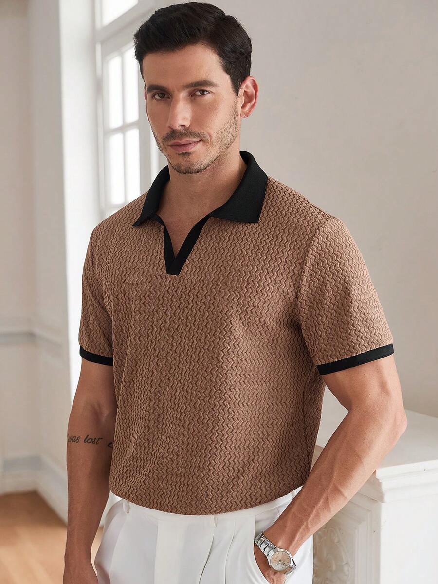 Core Aspect Men's Summer Casual Colorblock Patchwork Polo Shirt - Multicolor - View 1