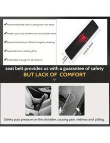 2Pcs Soft Car Seat Belt Covers, Red Spider Pattern Seatbelt Protector Sleeves, Easy To Install Universal Vehicle Safety Interior Decor Accessories - A - View 4