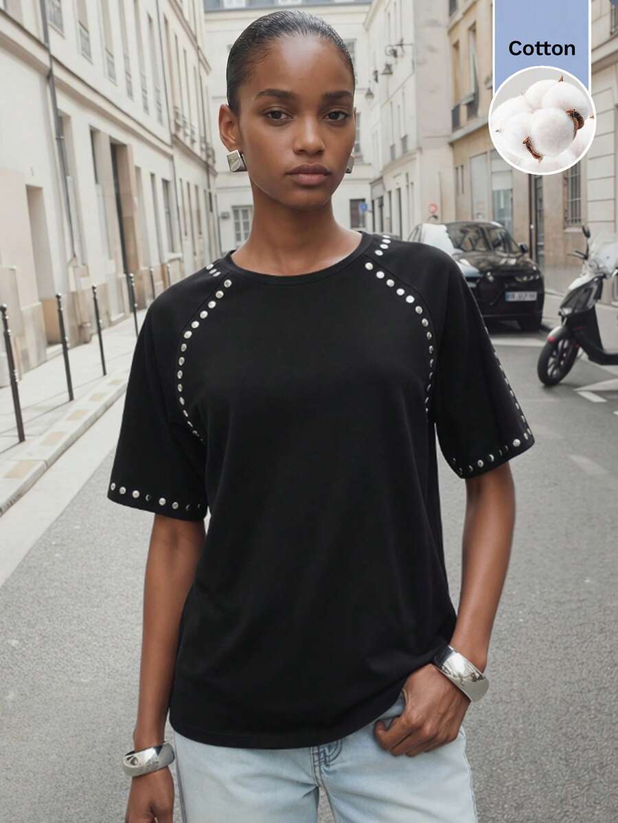 Maija Women's Round Neck Raglan Short Sleeve Casual Versatile T-Shirt, Beach, Going Out, Casual, Autumn Holiday, Country Social Top