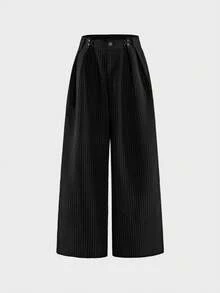 AXEPEAK Men's Fashion Commuter Striped Pants - Black and White - View 8