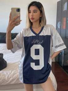 DAZY Women V-Neck Short Sleeve Casual Sports T-Shirt Cute Tops - Grey - View 6