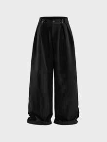 AXEPEAK Men's Fashion Commuter Striped Pants - Black and White - View 2