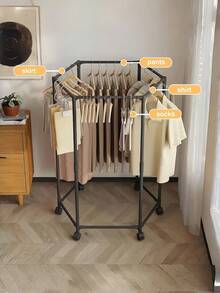 1pc Hexagonal 360° Rotating Clothes Drying Rack Thickened Iron Tube Space Saving For Bedroom Dorm Balcony Apartment - Multicolor - View 5