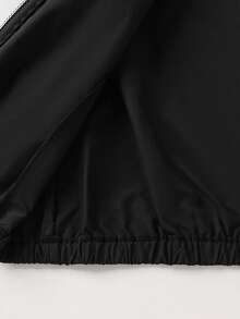 SHEIN 青少年男孩休閒字母圖案印花連帽夾克，輕量寬鬆版型拉鍊連帽外套 - 黑色 - 查看 8