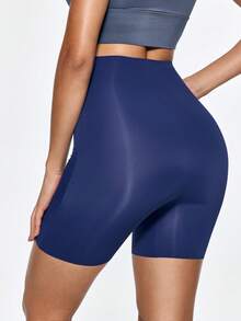 SHAPORA Women's Solid Color High Waist Shaping Shorts - Blue - View 3