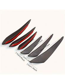 6Pcs Universal Car Front Bumper Deflector Wind Knife, Carbon Fiber Pattern Bumper Splitter Canards, Automotive Exterior Modification Spoiler Trim, Self-Adhesive Aerodynamic Decor Accessories, Fit Most Vehicle Models, Sport Car Styling Upgrade Parts - A - View 2