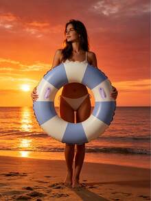 One Adult Double Backrest Floating Bed Float Board Swimming Ring, Life Buoy (Handle Color Random), Newly Designed Pink Inflatable Swimming Ring With Handle, White And Pink Inflatable Rings In Summer. - Multicolor - View 7