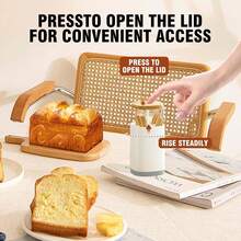 Retractable Pop Up Toothpick Holder With Bamboo Lid, Multi Compartment Toothpick Dispenser Storage Organizer, Portable Auto Toothpick Case Container For Kitchen Countertop Dining Table, Grey & White - View 7
