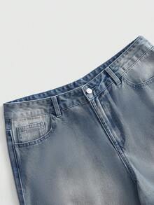 ROMWE MEN Men's World Cup Embroidered Pattern Loose Denim Shorts Brazil - Blue - View 6
